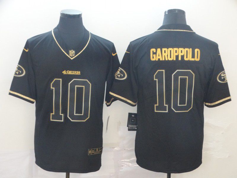 Men San Francisco 49ers 10 Garoppolo Black Retro gold character Nike NFL Jerseys